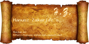 Hanusz Zakariás névjegykártya